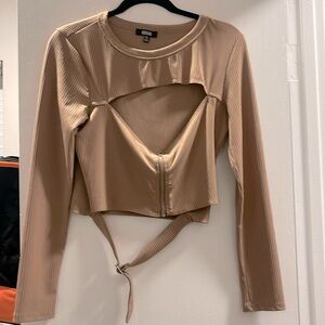 Poster girl long sleeve crop top with buckle and zipper